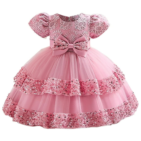 Sopiago Baby Girl Pageant Dress Sequins Princess Dress Toddler Flower Wedding Birthday Party Gown Dresses Pink (18-24 Months)