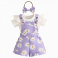 thumbnail image 1 of Sopiago Baby Girl Summer Outfit Ruffle Romper Cute Suspender Pant 2Pcs Set Fall Clothes（Purple,6-9 Months）, 1 of 7