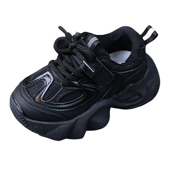 Sopiago Baby Girls' Shoes Kids Mesh Lightweight Breathable Strap Lace Up Athletic Toddler Sneakers Girls Black (Toddler/Little Kid),10