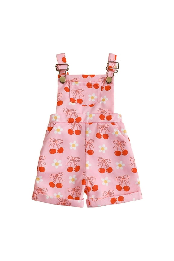 Baby Girls Suspender Shorts Toddler Girl Jumpsuit Sunflower Bib Overalls Romper for Baby Girl Shortalls Pink,3-4 Years