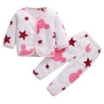 thumbnail image 1 of Sopiago Baby Pajamas Solid Long Sleeve Button Shirt Top and Pants Coral fleece 2Piece Pjs for Toddler Girls White,0-3 Months, 1 of 4