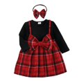 thumbnail image 1 of Sopiago Baby Toddler Girl Fall Winter Outfit Christmas Clothes Xmas Plaid Dress Christmas Dress with Headband Red (2-3 Years), 1 of 3