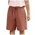 thumbnail image 1 of Sopiago Bermuda ShortsGirls Knee Length Shorts Straight Leg Long Shorts Loose Casual Solid Drawstring Elastic Waist Short Pants (Brick Red,9-10 Years), 1 of 5