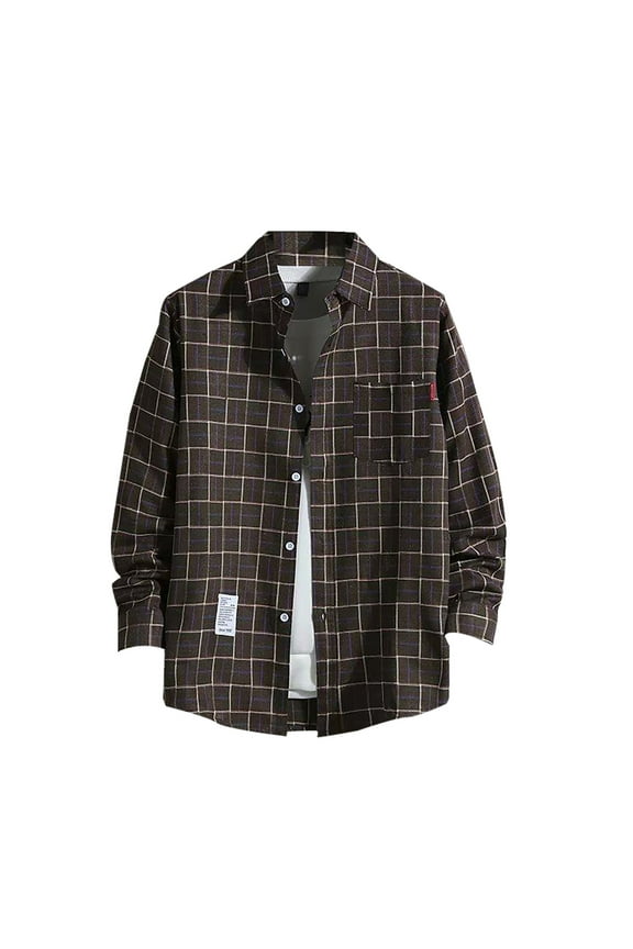 Big And Tall Flannel Shirts for Men Plaid Outerwear Streetwear Mens Button Down Long Sleeve Shirt Modern Fit Fall Work Jacket Coffee,M