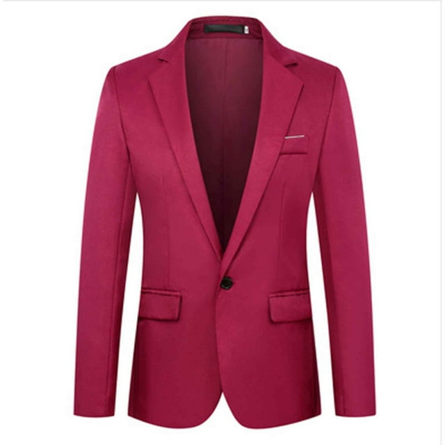 Sopiago Blazer for Boys Coat One-Button Jacket Suit for Kids Slim Fit Suits with Lapel Formal Blazer Red,12-13 Years