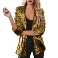 thumbnail image 1 of Sopiago Blazers for Women Sequin Shiny Open Front Blazer Evening Party Sparkly Long Sleeve Slim Cardigan Coat Jacket Gold,XL, 1 of 7