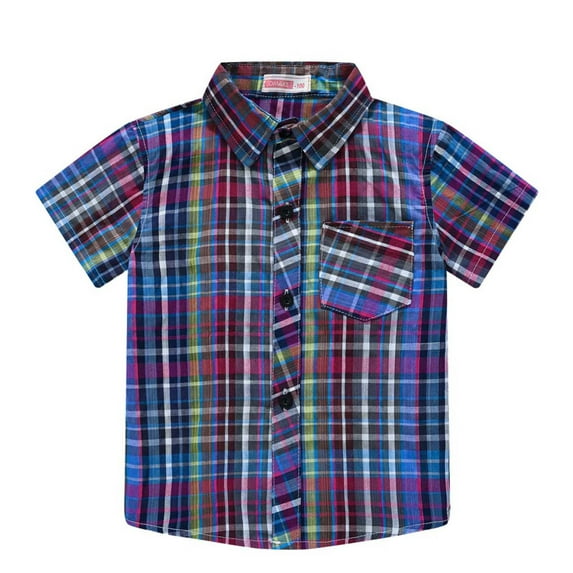 Sopiago Boy's Hawaiian Shirt Tropical Beach Casual Summer Shirt with Pocket Short Sleeve Purple,120