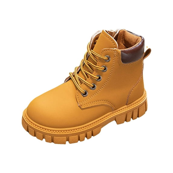 Sopiago Boys Ankle Boots Lace Up Combat Boot Side Zipper Comfortable Boots Toddler Girl Brown (Little Kid/Big Kid),11