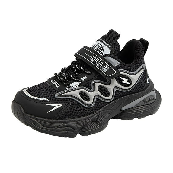 Sopiago Boys Athletic Shoes Breathable Lightweight Walking Shoes Outdoor Sport Casual Sneakers Toddler Girl Black,3(Little Kid/Big Kid)