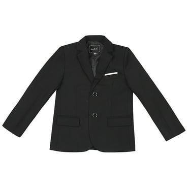 Sopiago Boys' Blazer Suit Jacket, 2-Button Single Closure & Front Flap Pockets Black,9-10 Years