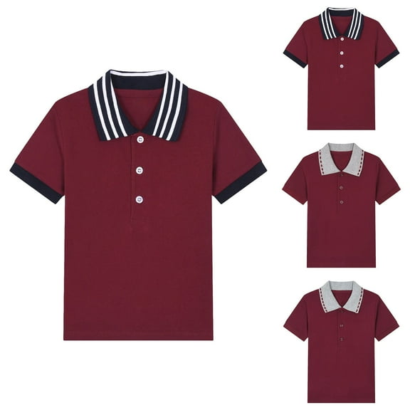 Sopiago Boys Girls Polo Shirts Kids School Uniform Shirts for Boys Girls Short Sleeve Collared Shirts Brick Red,6-7 Years