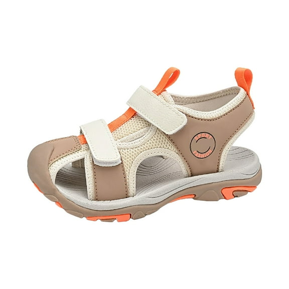 Sopiago Boys' Girls' Sandals Kids Summer Outdoor Beach Sports Closed-Toe Sandals Khaki,5 (Little Kid/Big Kid)
