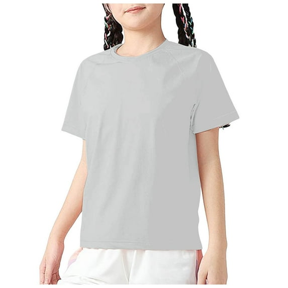 Sopiago Boys Girls Short Sleeve T Shirts Kids Summer Oversized Tops Casual Crewneck Basic Tees Grey,4-5 Years