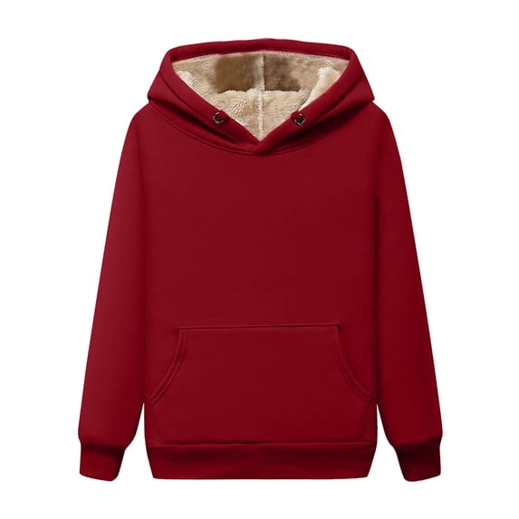 Sopiago Boys Girls Winter Sherpa Lined Hoodie Kid's Pullover Hooded Sweatshirt ,XL
