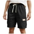 thumbnail image 1 of Sopiago Boys Lightweight Cargo Shorts Youth Drawstring Quick Dry Shorts for Boys Kids Hiking Short with Zipper Pockets (Black,9-10 Years), 1 of 5