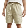 thumbnail image 1 of Sopiago Boys Lightweight Cargo Shorts Youth Drawstring Quick Dry Shorts for Boys Kids Hiking Short with Zipper Pockets (Khaki,11-12 Years), 1 of 4