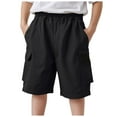 thumbnail image 1 of Sopiago Boys Shorts Kids High Waisted Cargo Shorts Summer Casual Toddler Boy Shorts with Pockets (Black,5-6 Years), 1 of 5