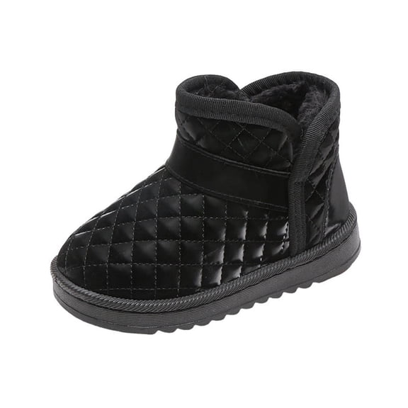 Sopiago Boys Winter Boots Waterproof Outdoor Warm Faux Fur Lined Winter Shoes for Toddler Girls Black (Toddler/Little Kid/Big Kid),10