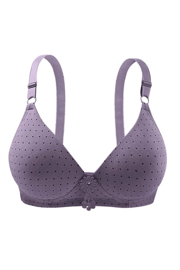 Bralette Push Up Bras for Women Plus Size Floral Lace Underwire Soft High Support Wireless Everyday Bra Purple,36
