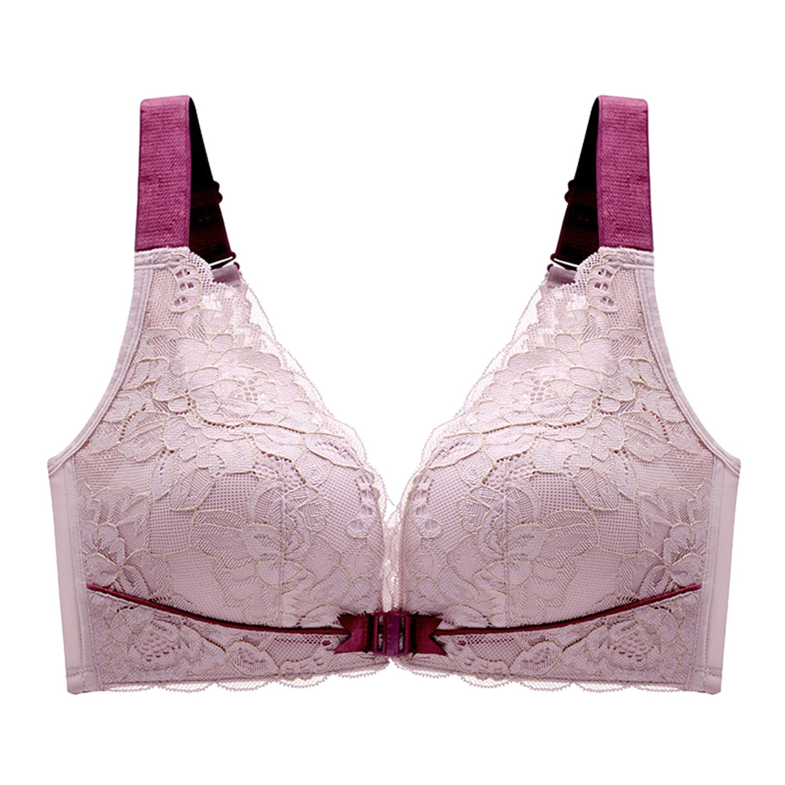 Sopiago Bras Front Closure Lace Bras for Women Posture Smooth Back Wirfree Bra, Front Closure