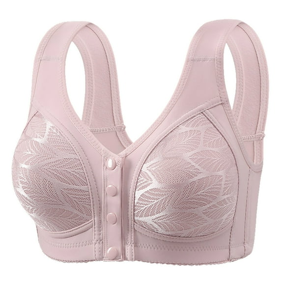 Sopiago Bras for Women Front Closure No Underwire Comfort Senior Wireless Snap Closing Bra for Senior Women Light Purple,38