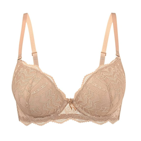 Sopiago Bras for Women No Underwire Full Coverage Underwire Bras Plus Size Lifting Lace Bra for Heavy Breast Beige,XL