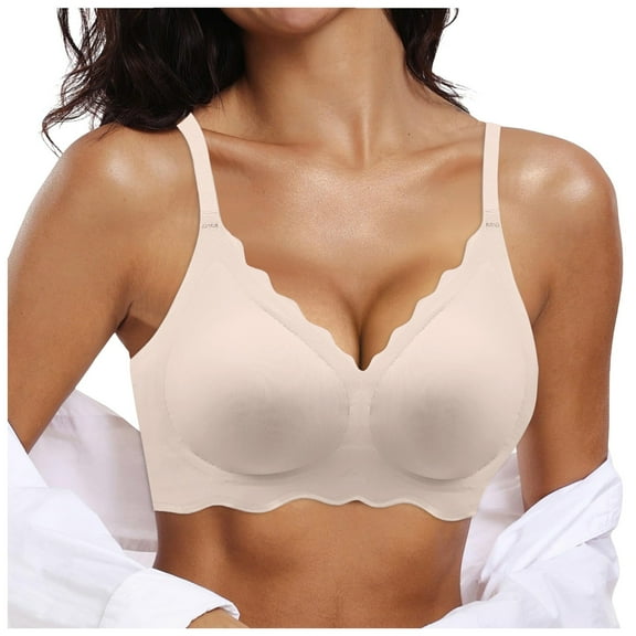 Sopiago Bras for Women Push Up Bras No Underwire Full Coverage Comfortable Bra V Neck Bralettes Wireless Everyday Bra Pink,XL