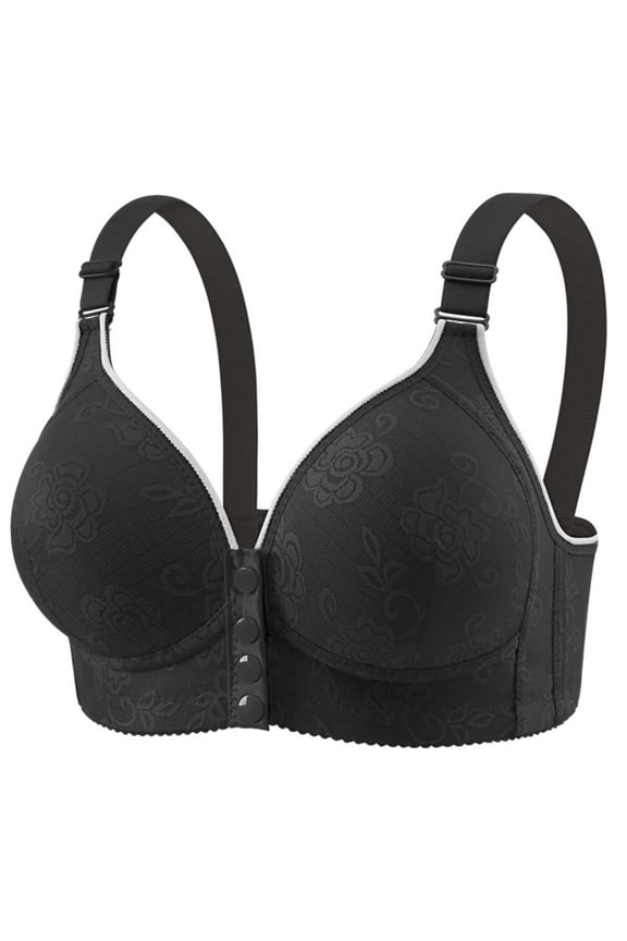 Bras for Women Wireless Support Lift Front Closure Seamless Bra Push Up Comfy Bralette Bra for Seniors Black,40