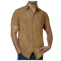 Sopiago Button Down Shirt Men Short Sleeve Polo Shirts Vintage Striped Knitting Golf Shirts Coffee,3XL