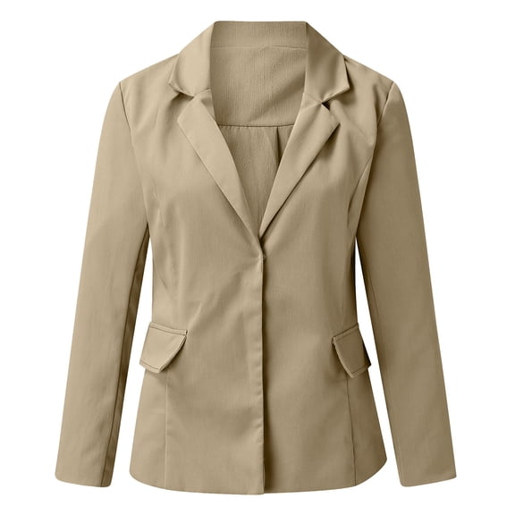 Sopiago Casual Blazers for Women Long Sleeve Suit Coat Regular Fit Work Office Business Formal Suit Jackets Ladies Autumn Winter Blazer Women Khaki,S