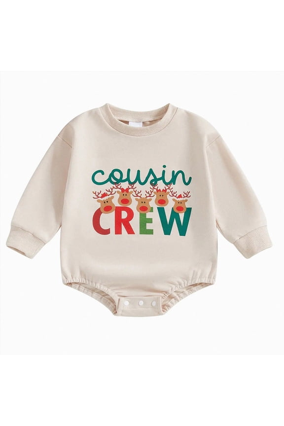 Cousin Crew Christmas Baby Bodysuit Newborn Infant Jumsuit Sweatsuit Christmas Family Matching Outfit(Beige,3-6 Months)