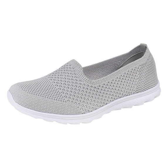 Sopiago Cute Shoes Womens Sneaker Fashion Spring And Summer Women Sports Shoes Flat Bottom Lightweight Slip on Grey,41