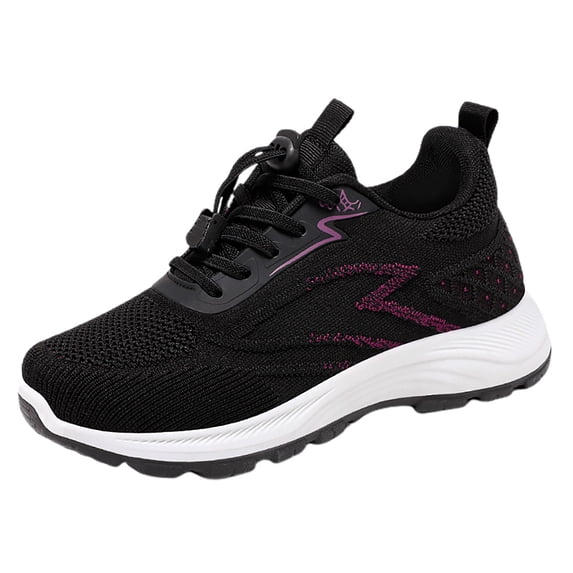Sopiago Cute Sneakers Walking Shoes for Women Breathable Casual Sneakers Non-Slip Working Comfort Wedge Platform Shoes Lady Black,37