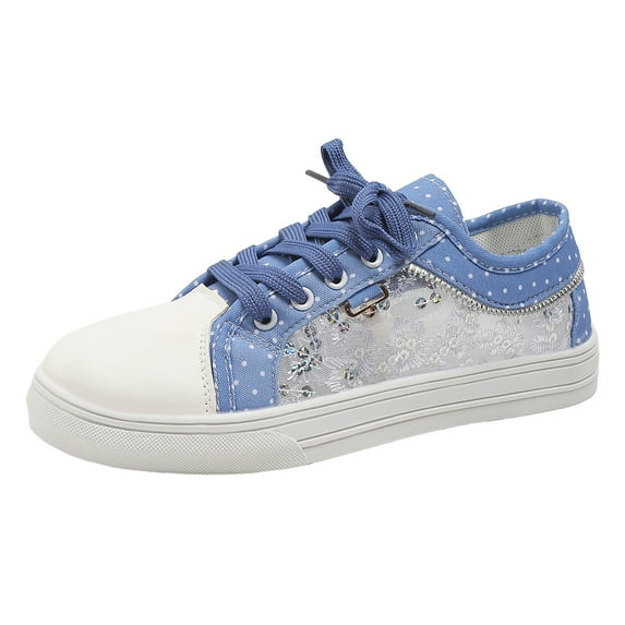 Sopiago Cute Sneakers Women's Platform Casual Lace Up Sneakers, Wide Width Available Blue,37