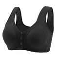 thumbnail image 1 of Sopiago Daisy Bras for Older Women Front Closure Bras Push Up Bra No Underwire Plus Size Front Button Bra Black,46, 1 of 4