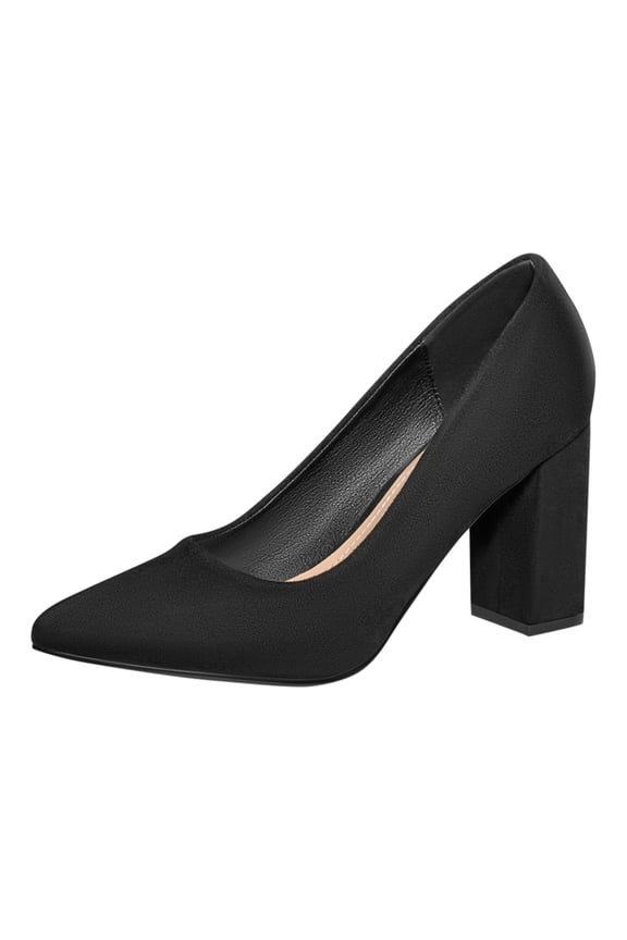 Designer Heels for Women Pointed Toe Low Heels Pump Shoes Black,8.5