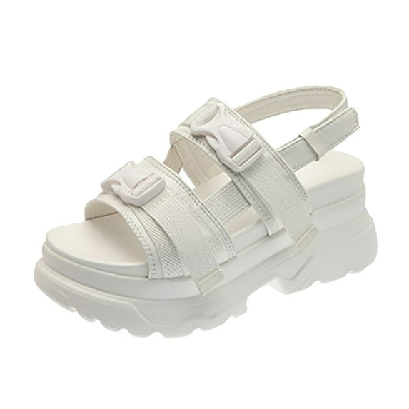 Sopiago Dressy Flip Flops for Women Women's Avin Wedge Sandal White,7.5