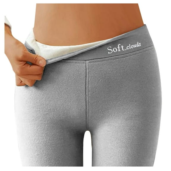 Sopiago Fleece Lined Leggings for Women Thick Winter Warm Soft High Waisted Tummy Control Thermal Pants Grey,3XL
