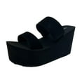 thumbnail image 1 of Sopiago Flip Flops for Women Women's Strappy Elastic Wedge Sandal Black,7.5, 1 of 5