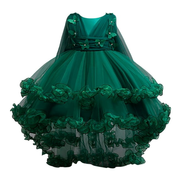 Sopiago Flower Girls Dress Butterfly Tutu Dress for Toddler Girls Sleeveless Tulle Wedding Birthday Dress Pageant Party Gown Dresses Green,18-24 Months