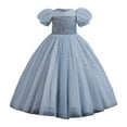 thumbnail image 1 of Sopiago Flower Girls Sparkle Tulle Sequin Puff Sleeves Vintage Dress Princess Wedding Bridesmaid Party Holiday Dresses Grey (13-15 Years), 1 of 5