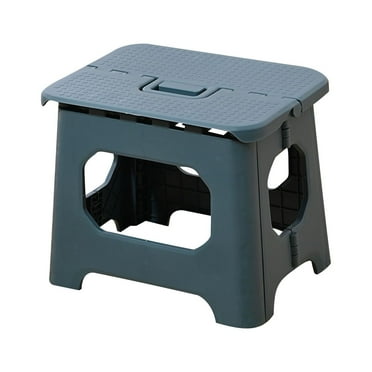 Sopiago Foldable Step Stool 8", Folding 1-Step Step Stool Lightweight Anti-Slip with Portable Handle for Kitchen Bathroom Camping Outdoor (Slate Blue)