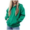 thumbnail image 1 of Sopiago Girl Hoodies Solid Color Long Sleeve Hooded Sweatshirt Pullover Tops Green,5-6 Years, 1 of 4