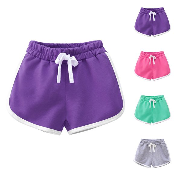 Sopiago Girl Shorts Running Gym Cotton Shorts Kids Toddler Workout and Fashion Dolphin Shorts Summer Beach Active Soccer Shorts for Girls Purple,15-16 Years