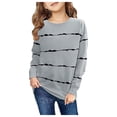 thumbnail image 1 of Sopiago Girl Sweatshirts Kids Tie Dye Striped Color Block Crewneck Long Sleeve Pullover Tops Grey,6-12 Months, 1 of 3