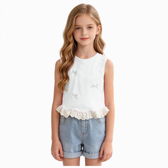 Sopiago Girl's Originals Tank Pack, Supersoft Tank Top for Girls, Modal Stretch Rib Tanks Camisole for Girls White,5-6 Years