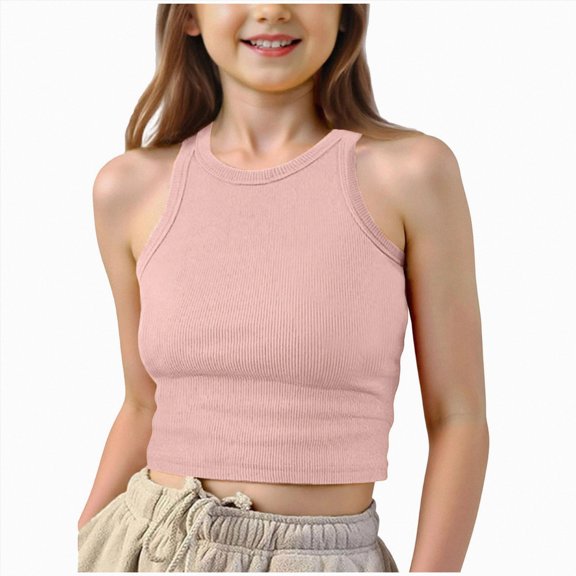 Sopiago Girl's Originals Tank Pack, Supersoft Tank Top for Girls, Modal Stretch Rib Tanks Toddler Girl Tank Tops Pink,9-10 Years