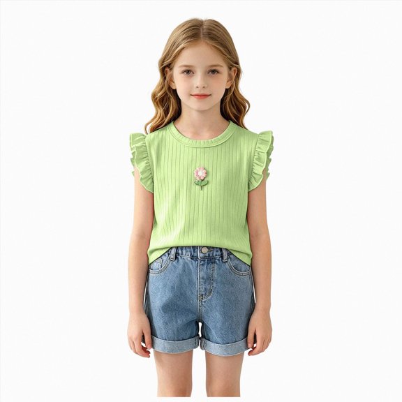 Sopiago Girl's Originals Tank Pack, Supersoft Tank Top for Girls, Modal Stretch Rib Tanks Undershirt for Girls Green,6-12 Months