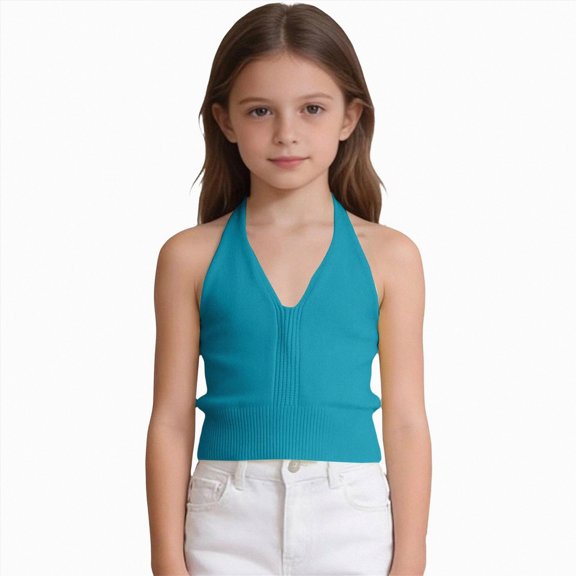 Sopiago Girl's Originals Tank Pack, Supersoft Tank Top for Girls, Modal Stretch Rib Tanks Undershirts for Girls Blue,9-10 Years