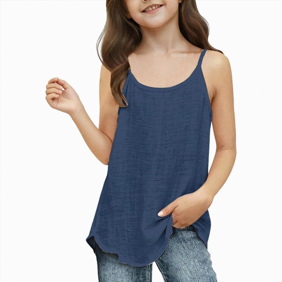 Sopiago Girl's Originals Tank Pack, Supersoft Tank Top for Girls, Modal Stretch Rib Tanks Undershirts for Girls Navy,9-10 Years